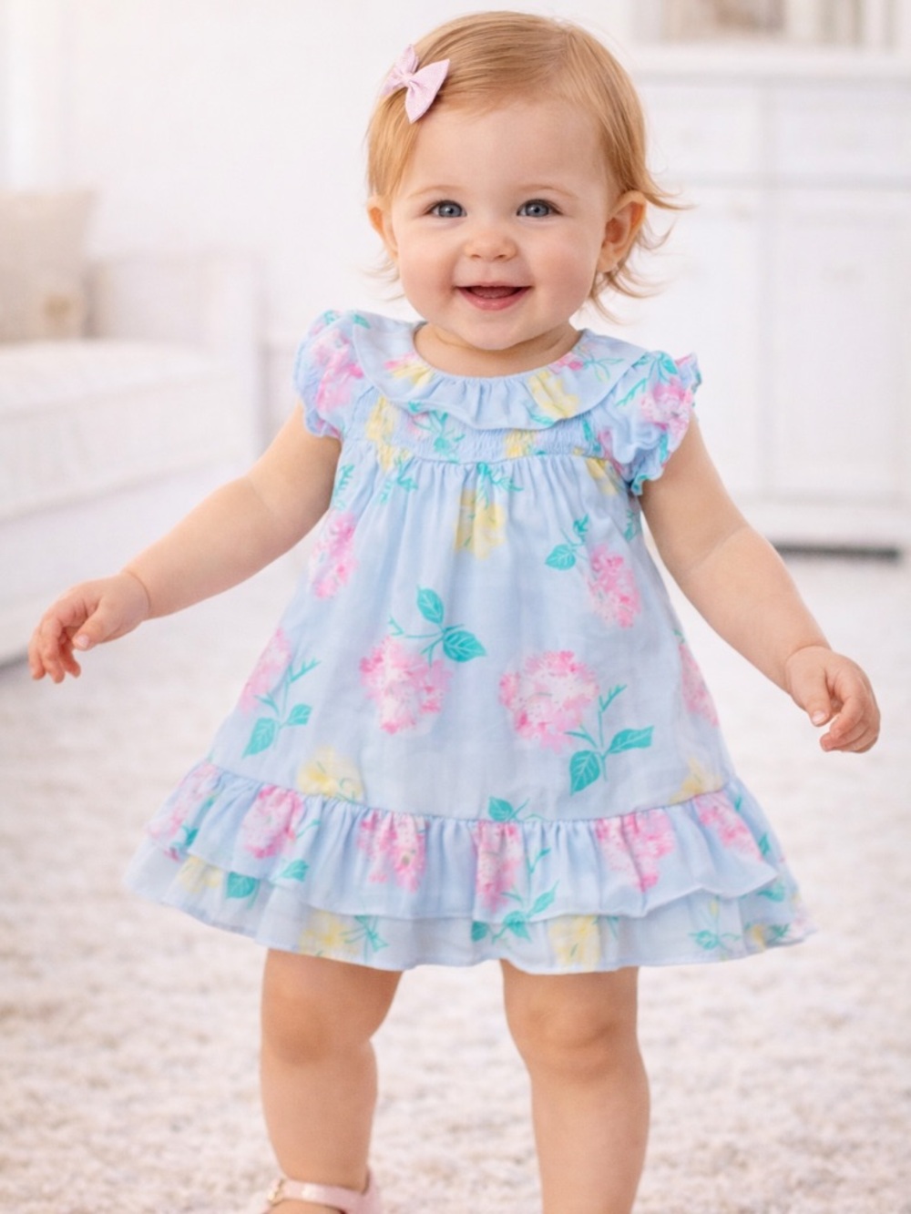 Floral Baby Dress with Ruffle Collar